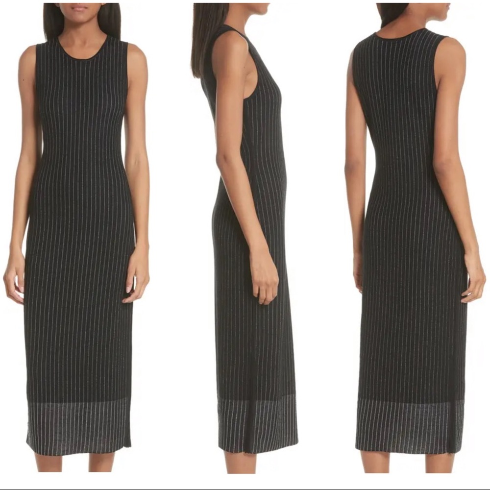 GREY Jason Wu Pinstripe merino Wool Knit Sleeveless midi Dress